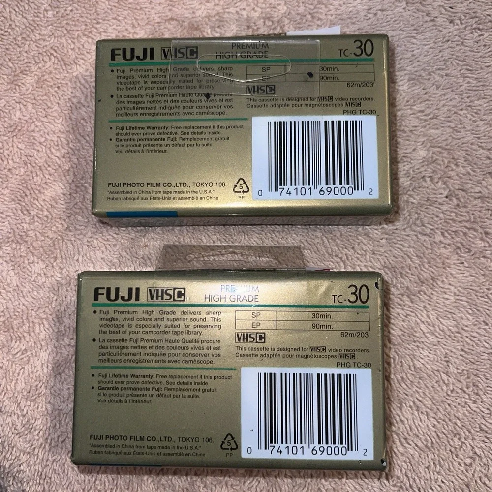 Fujifilm VHS-C TC-30 Video Cassette Tapes Blank for VHS Camcorders - 2 Tapes